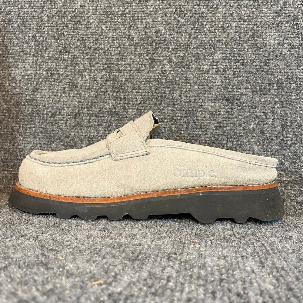 VIntage 90s Simple Womens Gray Suede Leather Slip On Mules Casual Shoes Size 9